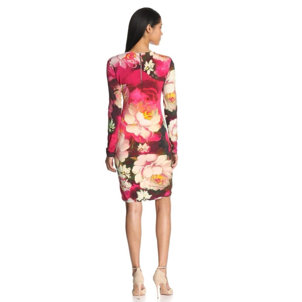 TED BAKER Tammar Knotted Waist Floral Rose On Canvas Stretch Dress Sz 2 US 6 - Picture 3 of 15